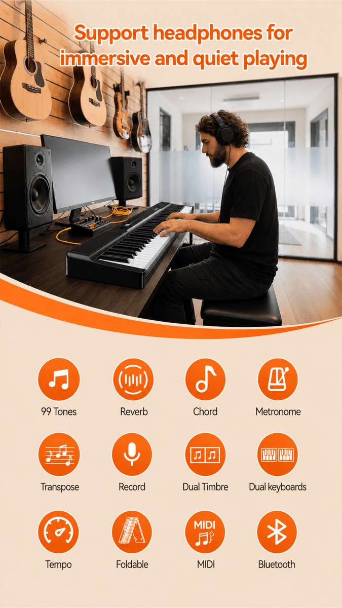 Terence V50 Piano Pieghevole 88 Tasti 30W Nero