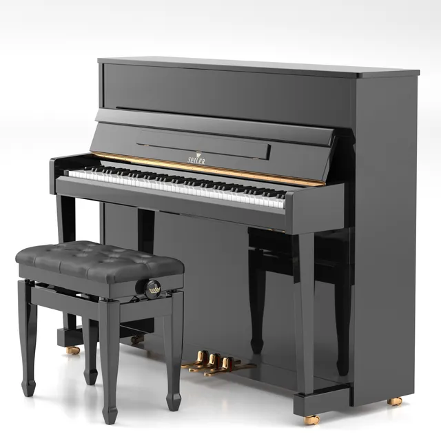 Seiler SE-116 pianoforte verticale ebony polish 116 cm Renner
