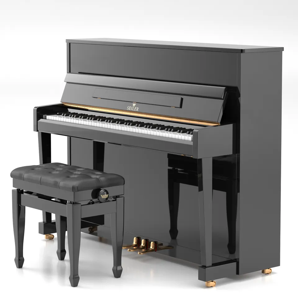 Seiler SE-116 pianoforte verticale ebony polish 116 cm Renner