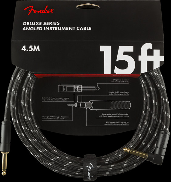 Fender Deluxe Cavo Strumento 4,5m Black Tweed Angolato