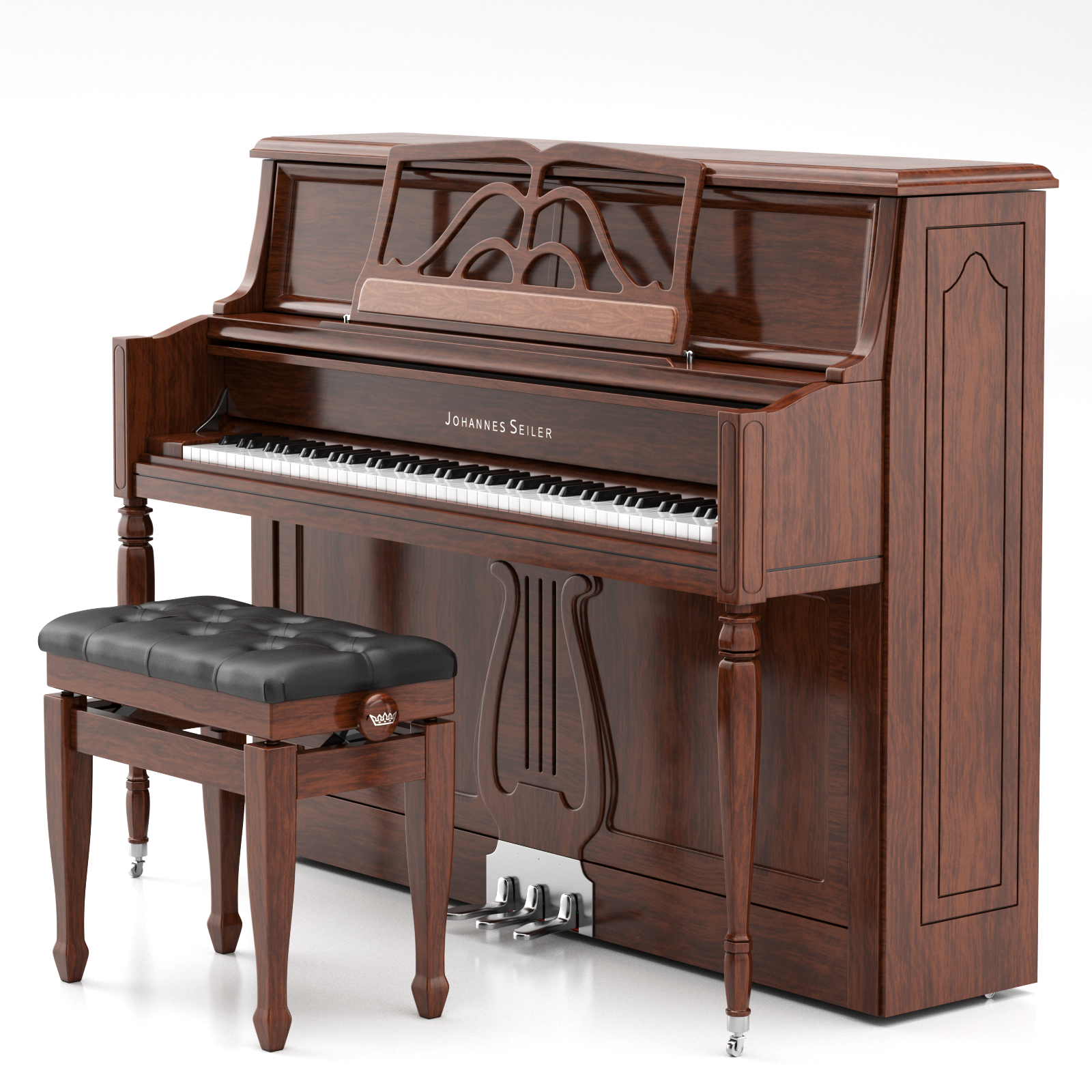 Johannes Seiler GS-647R pianoforte verticale ebano Membrator