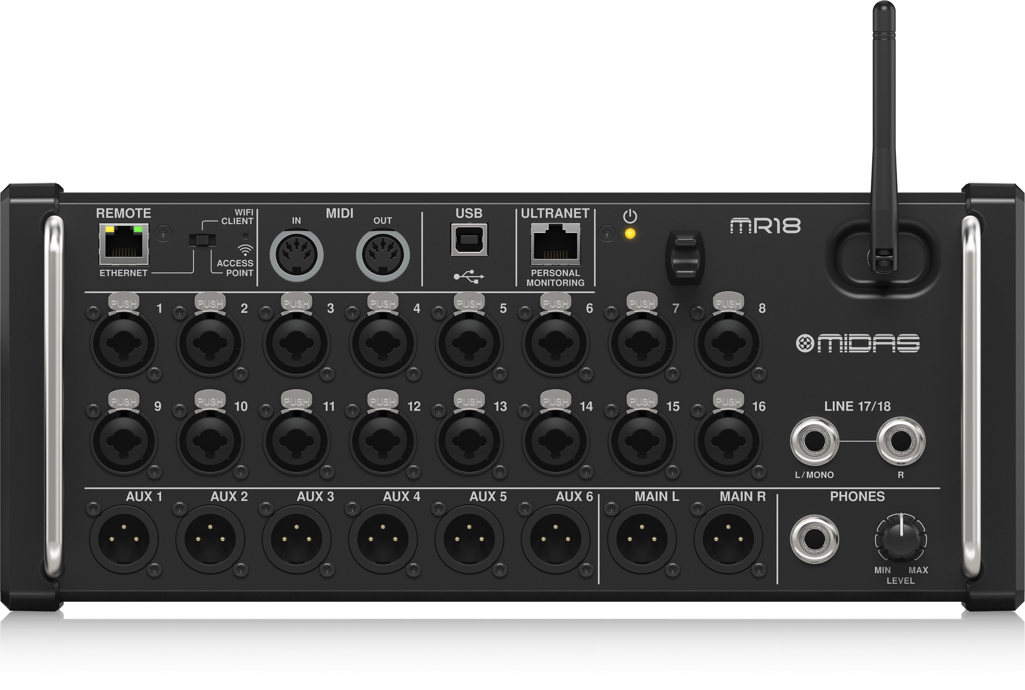 Midas MR18 mixer digitale rack 18 ingressi wifi USB