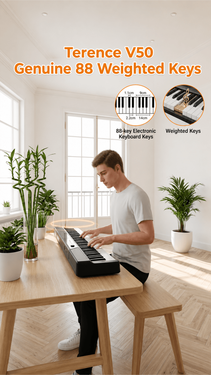 Terence V50 Piano Pieghevole 88 Tasti 30W Nero