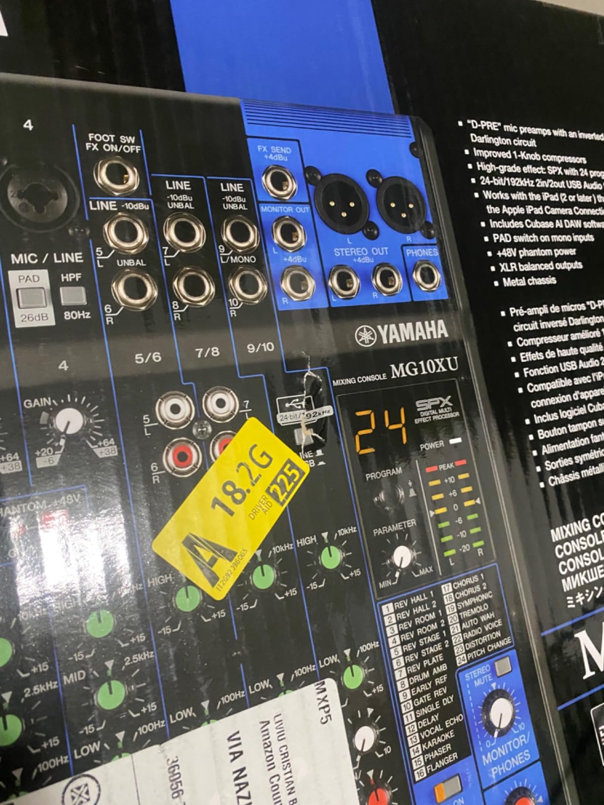 Yamaha MG10XU Mixer 10 Canali USB Effetti SPX D-PRE