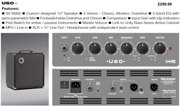 Blackstar Unity Pro U60 ampli basso 60W 10" chorus