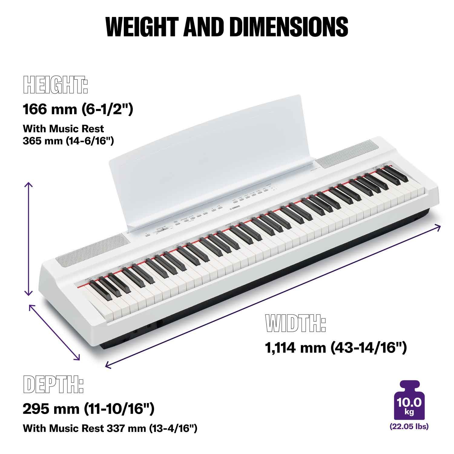 Yamaha P-121 WH pianoforte digitale 73 tasti bianchi bundle