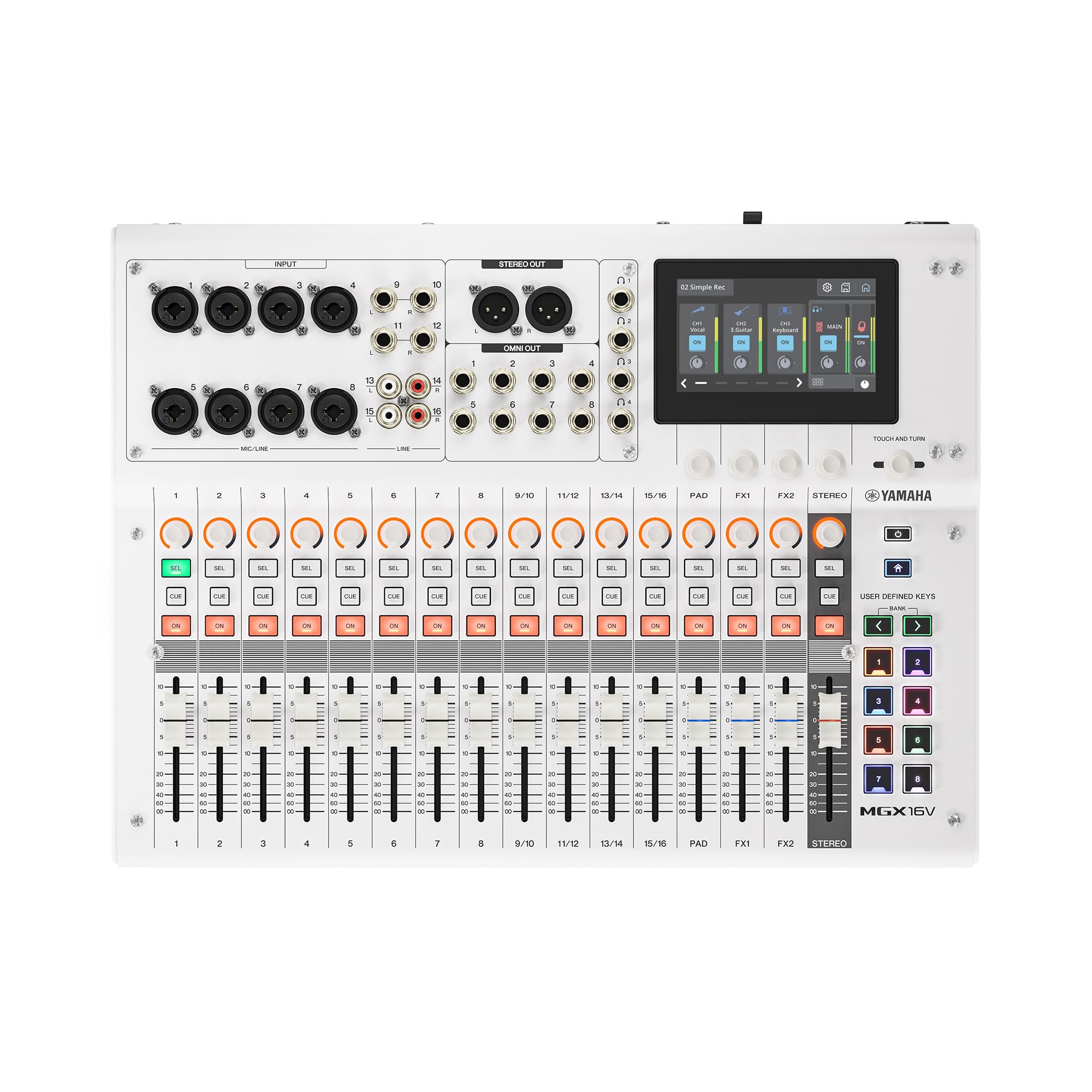 Yamaha MGX16V Mixer Audio Video Bianco Touch HDMI USB