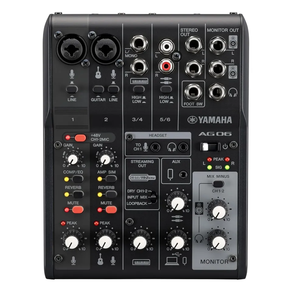 Yamaha AG06MK2 Mixer 6 Canali Streaming Nero USB-C