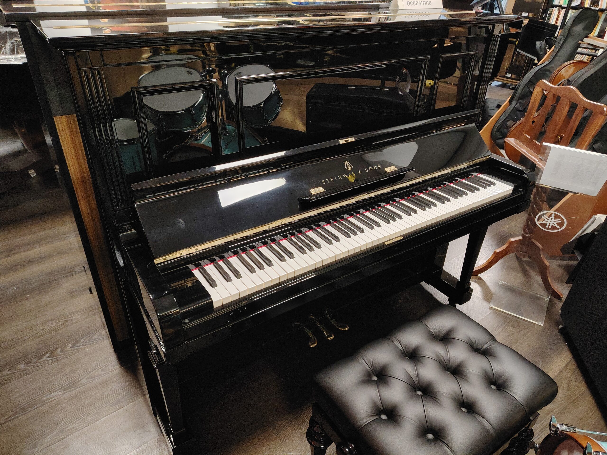 Steinway & Sons K132 pianoforte verticale nero anni 30