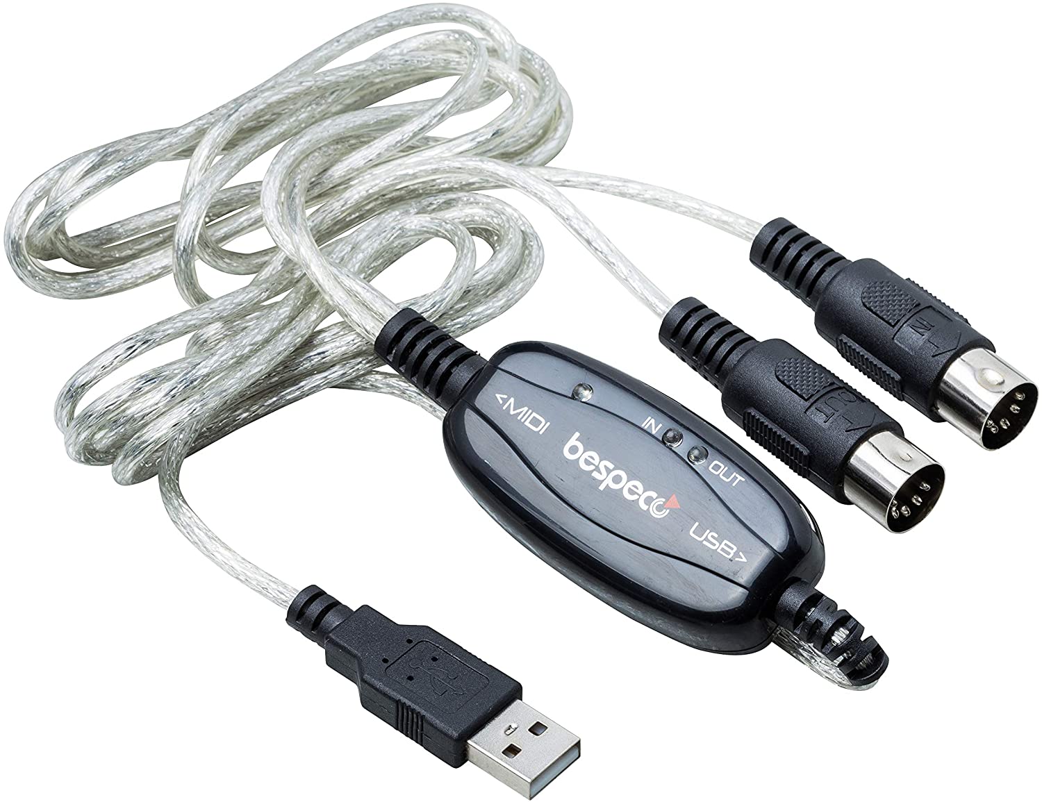 Bespeco BMUSB100 interfaccia MIDI USB cavo 1-In/1-Out