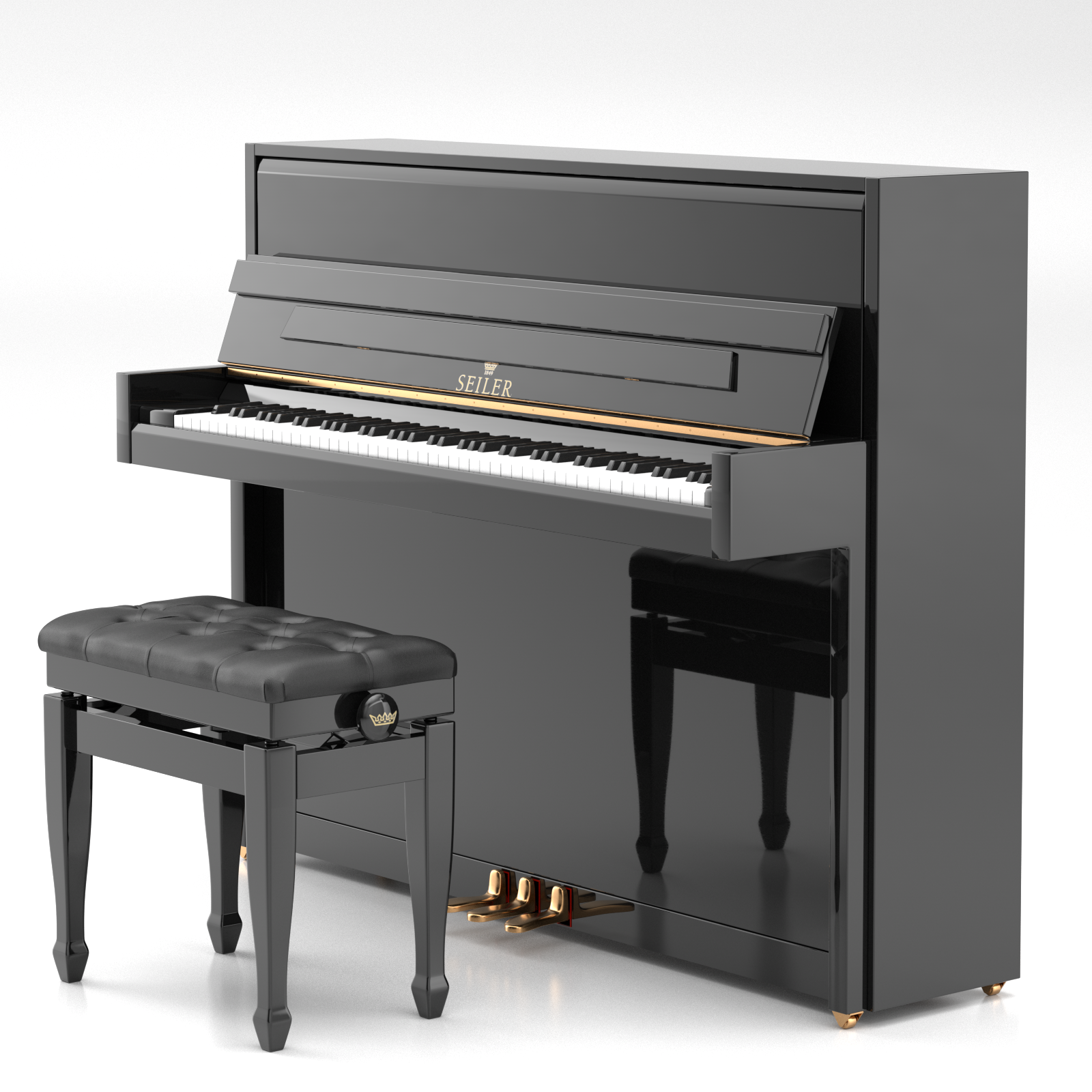 Seiler SE-116 MO pianoforte verticale nero lucido 116 cm