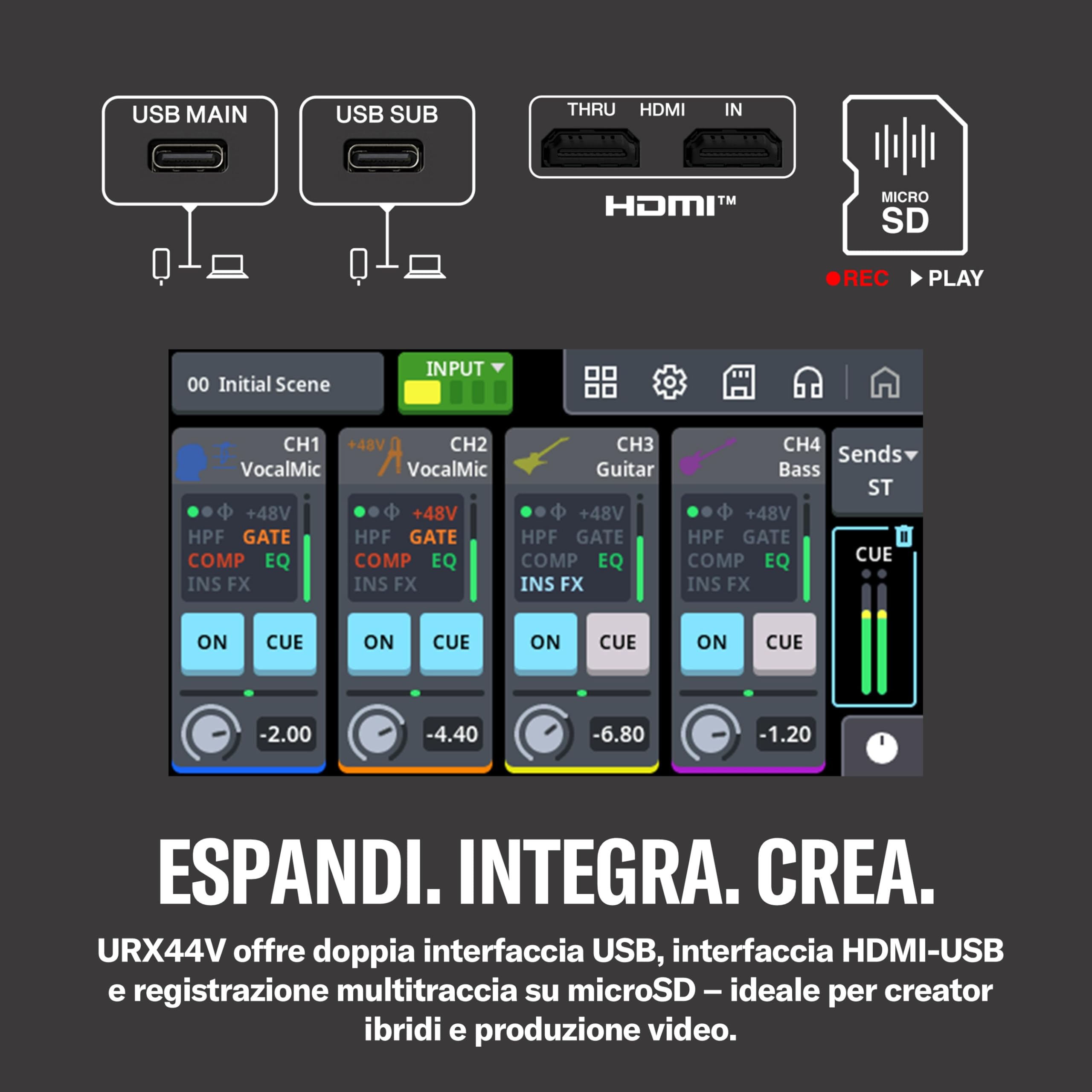 Yamaha URX44V interfaccia audio USB-C bianca