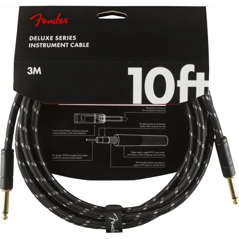 Fender Deluxe Cavo Strumento Jack 3m Black Tweed