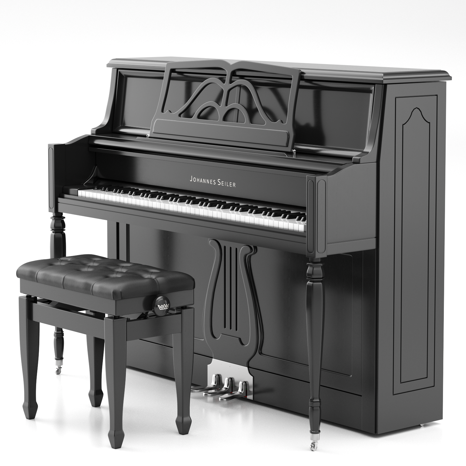Johannes Seiler GS-647R pianoforte verticale ebano Membrator