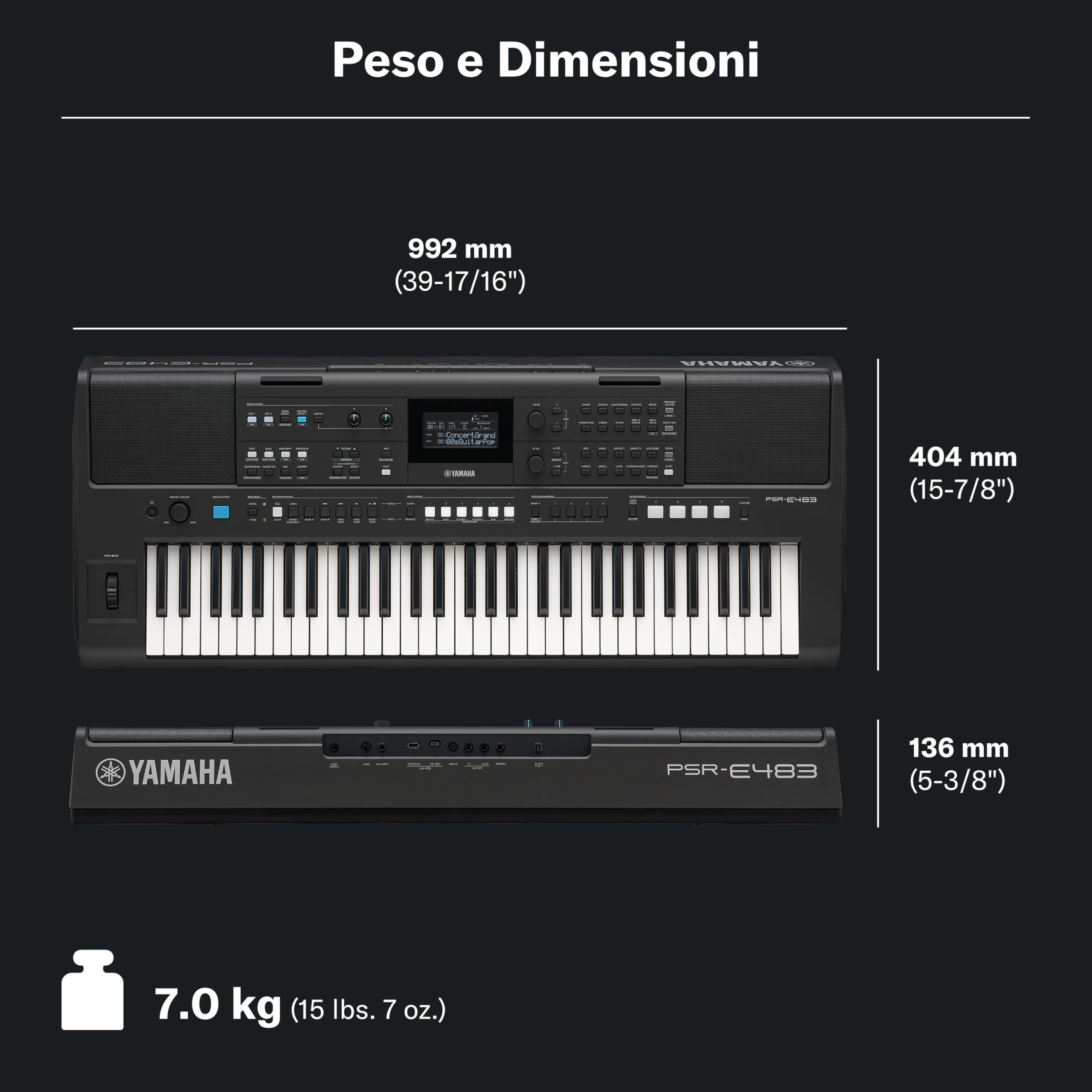Yamaha PSR-E483 Tastiera 61 tasti con 860 voci