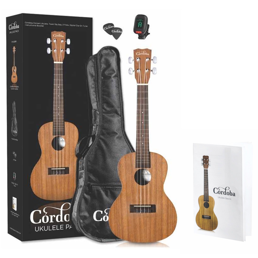 Cordoba UP100 Ukulele Concerto Mogano Pack con Borsa