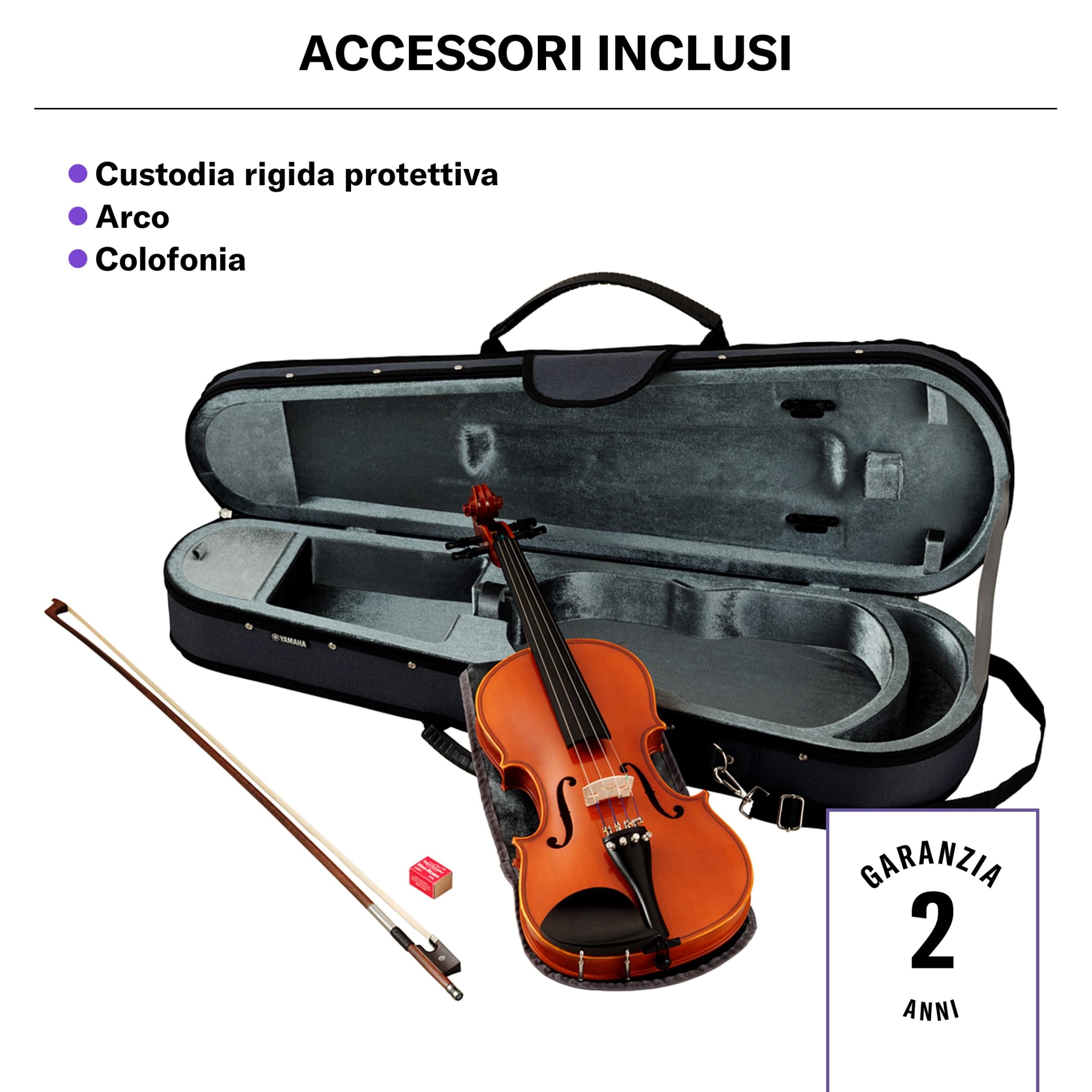 Yamaha V5SA44 Violino Acustico 4/4 Marrone con Arco