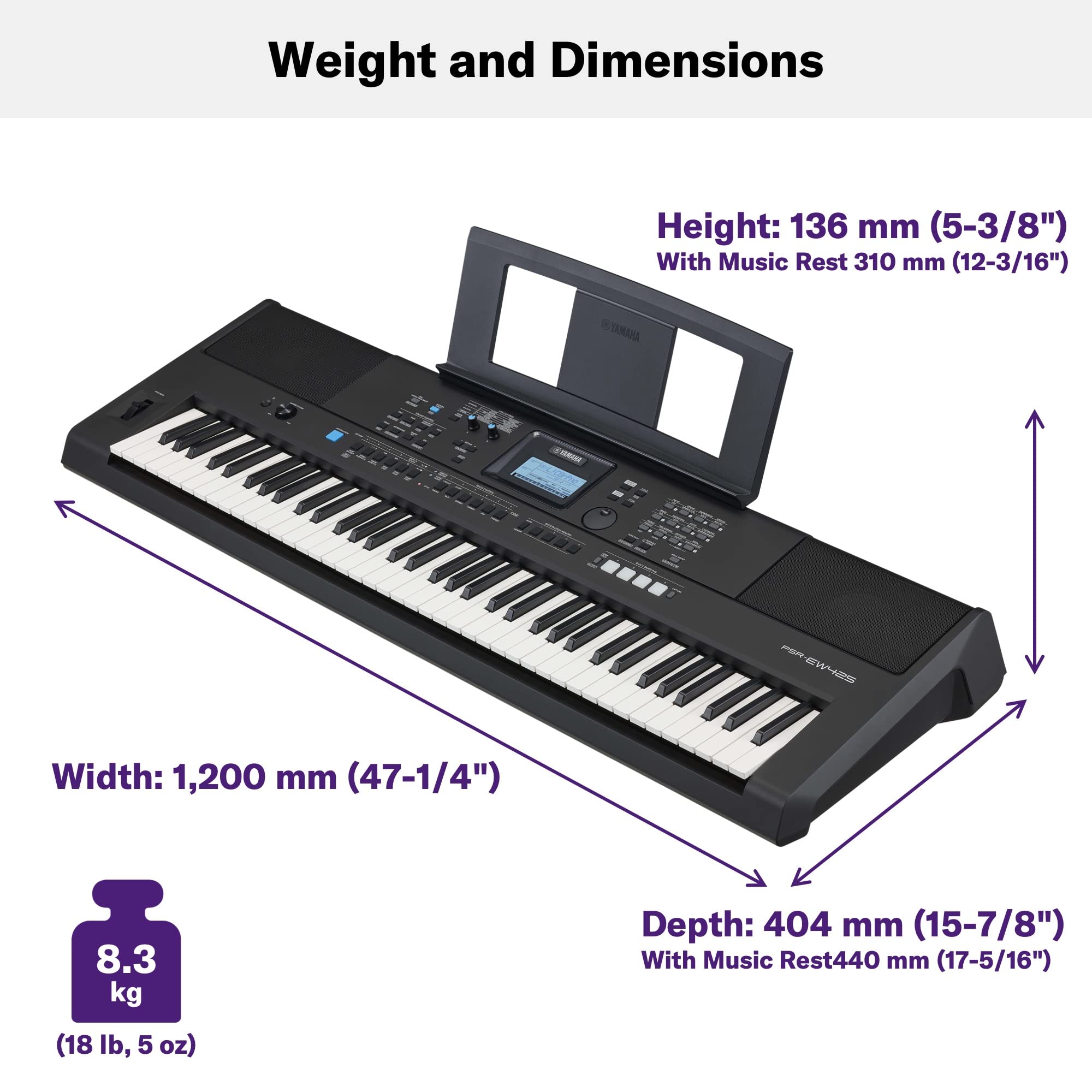 Yamaha PSR-EW425 tastiera digitale 76 tasti nera 820 voci