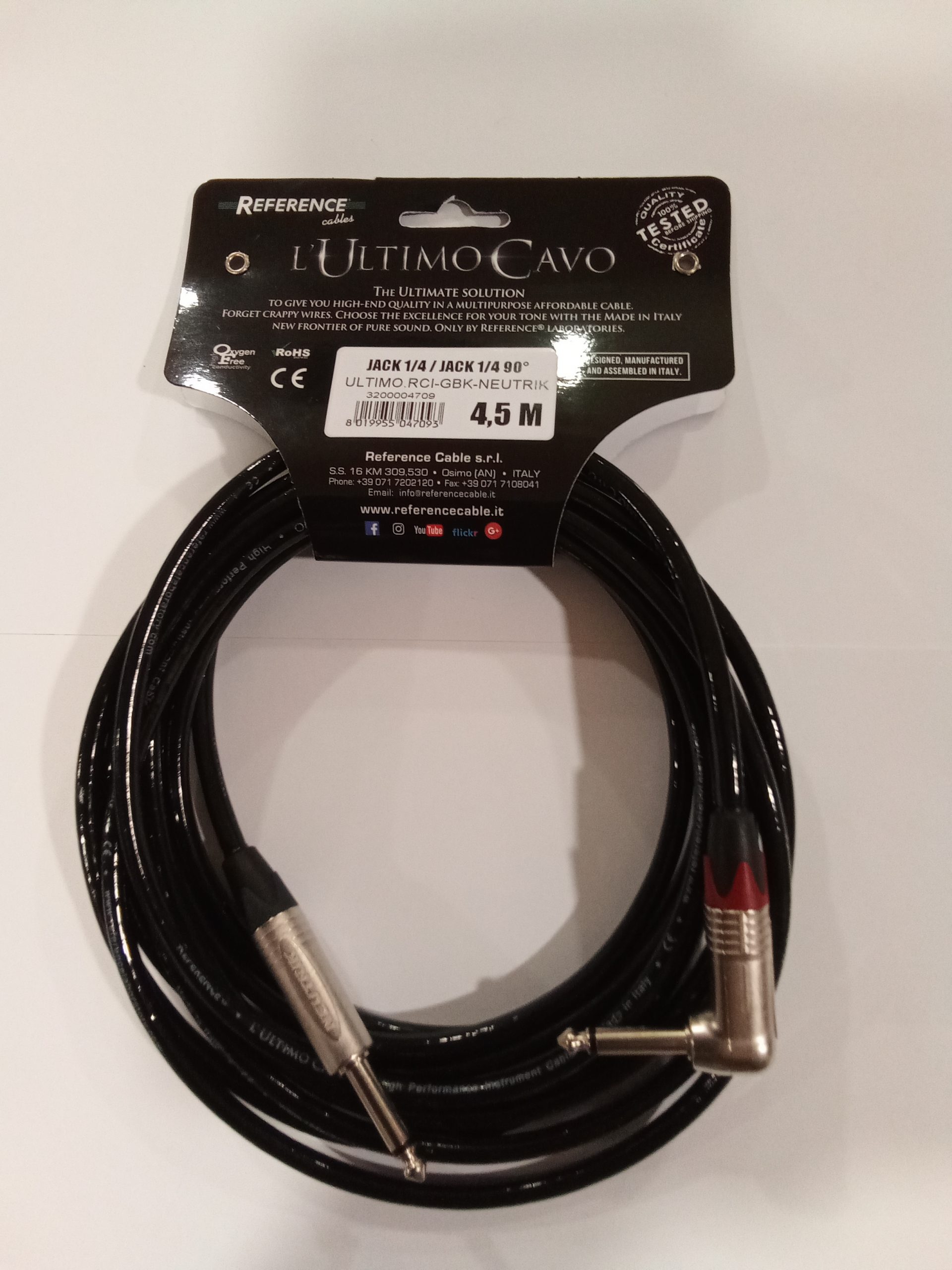 Reference L'Ultimo Cavo JJr Cavo Jack 4,5m Nero Angolato