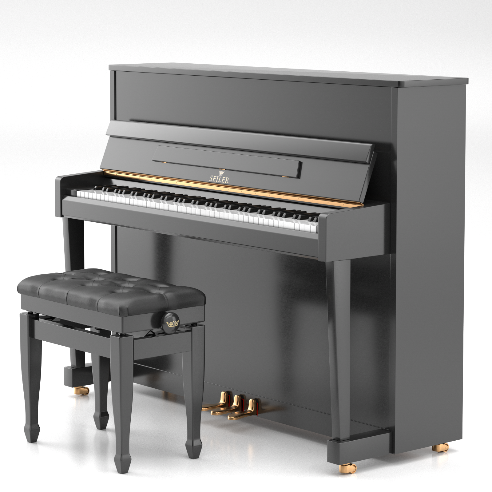 Seiler SE-116 pianoforte verticale ebony polish 116 cm Renner