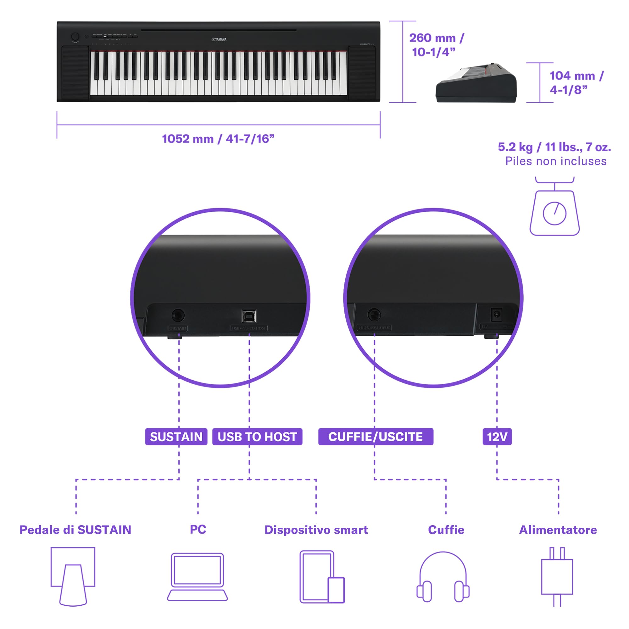 Yamaha NP-15B tastiera digitale 61 tasti nero 15 voci