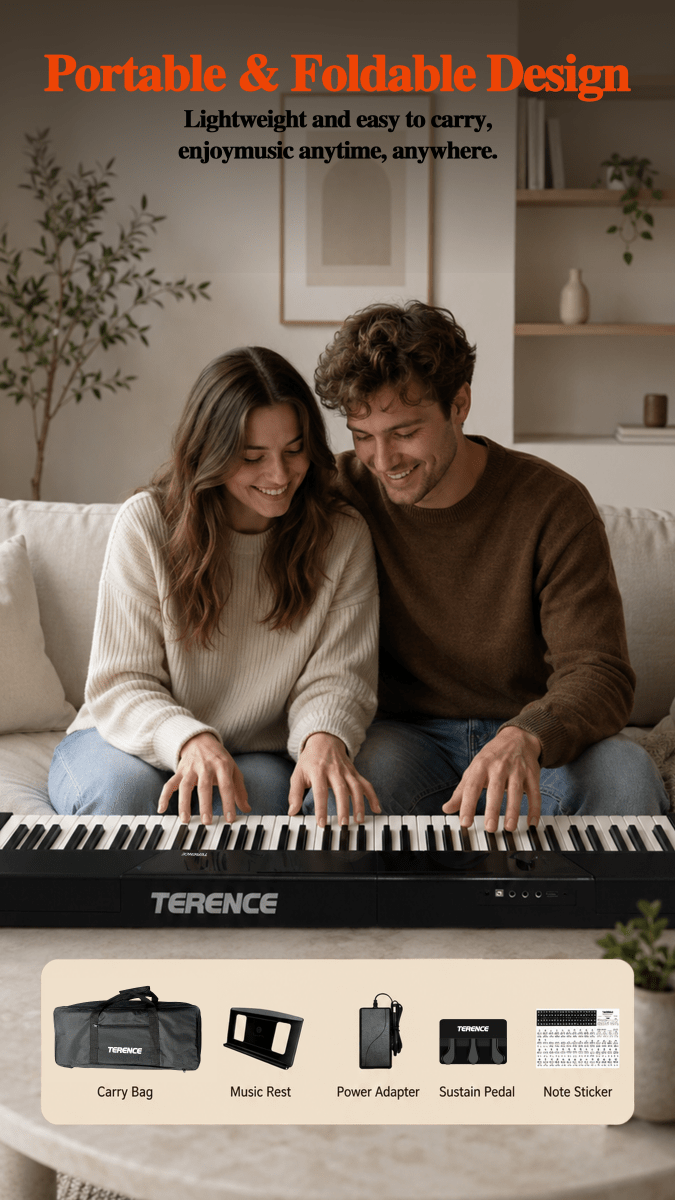 Terence V50 Piano Pieghevole 88 Tasti 30W Nero