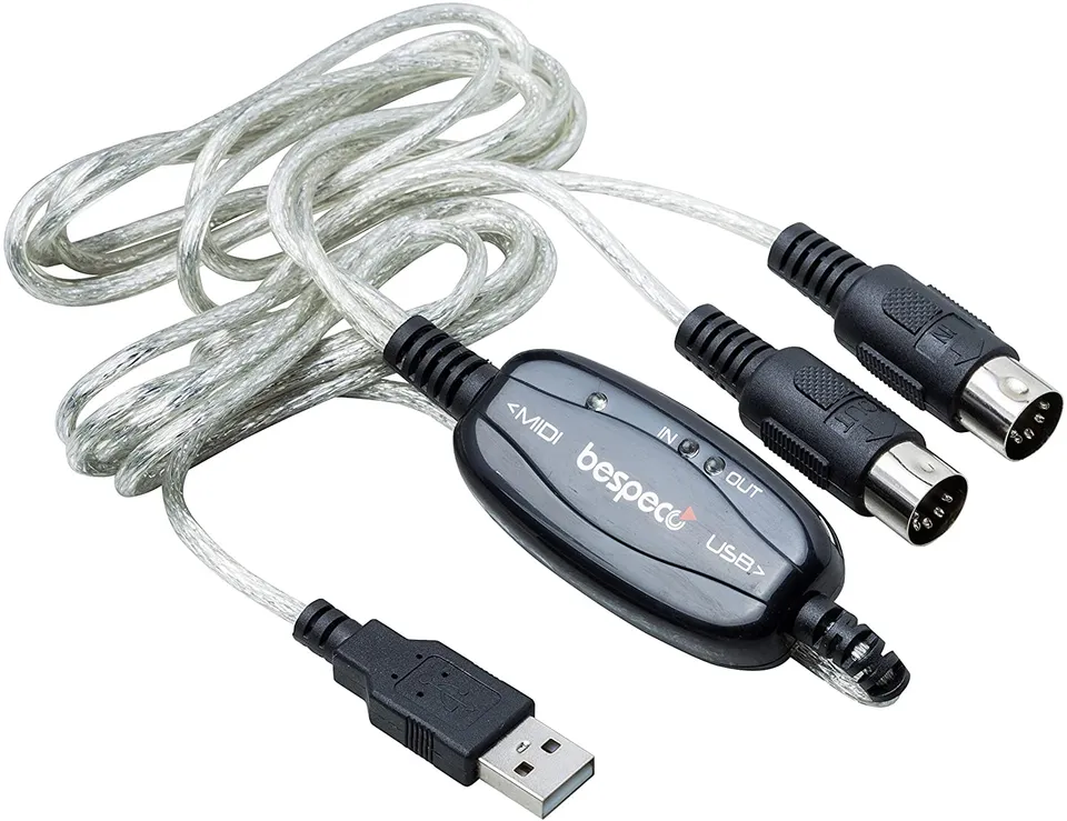Bespeco BMUSB100 interfaccia MIDI USB cavo 1-In/1-Out