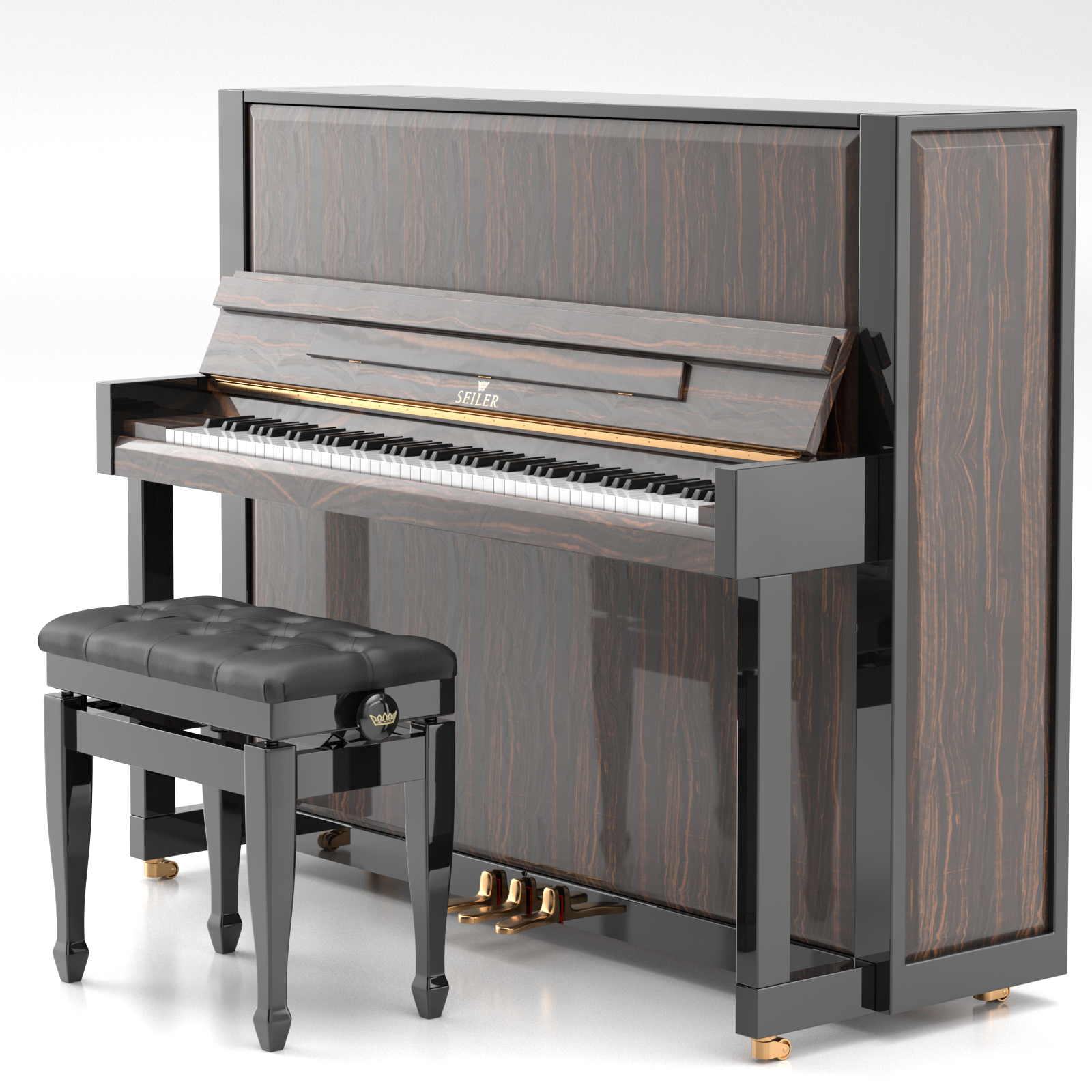 Seiler SE-126 pianoforte verticale ebony makassar 126 cm
