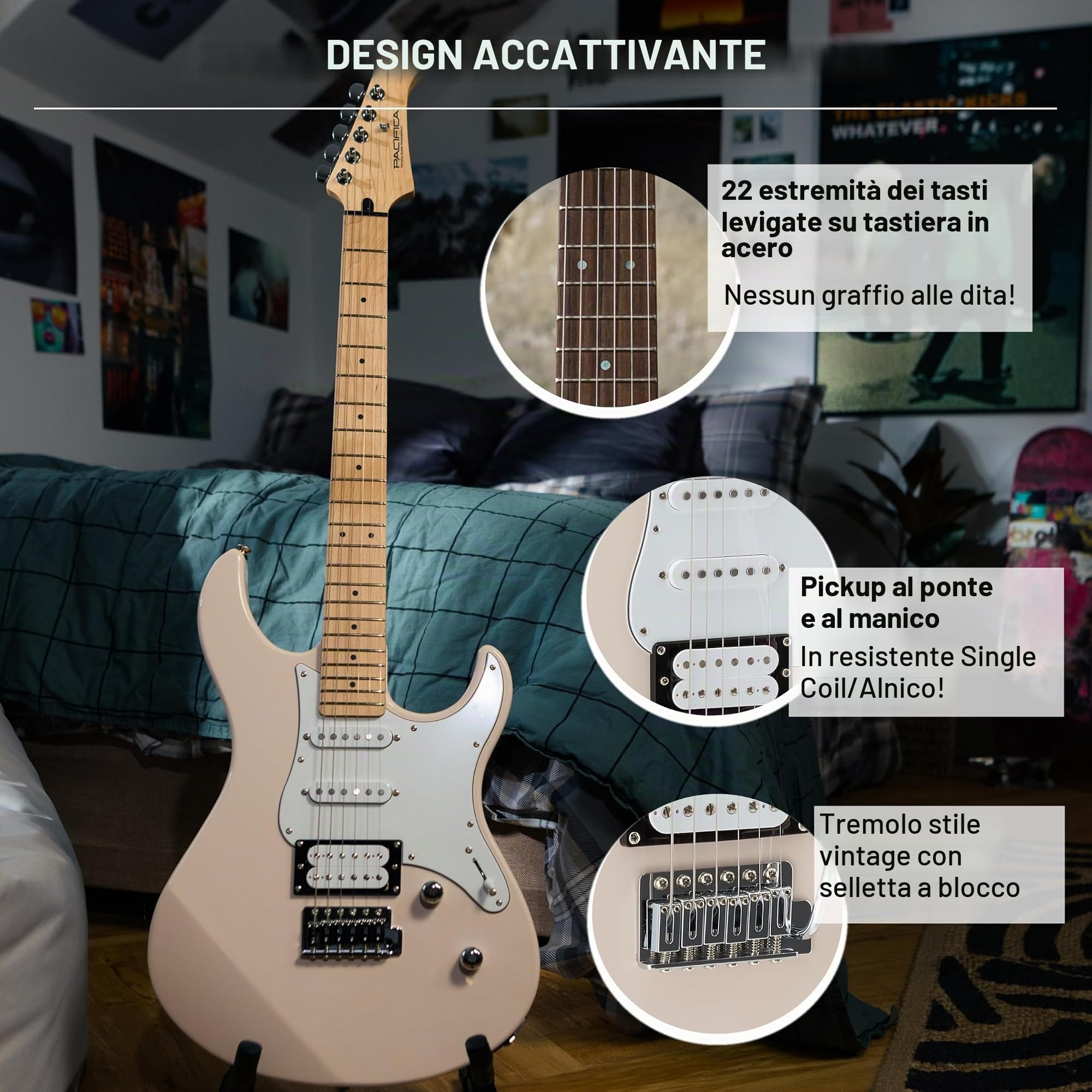 Yamaha Pacifica 112VM Chitarra Elettrica Rosa Sonic HSS