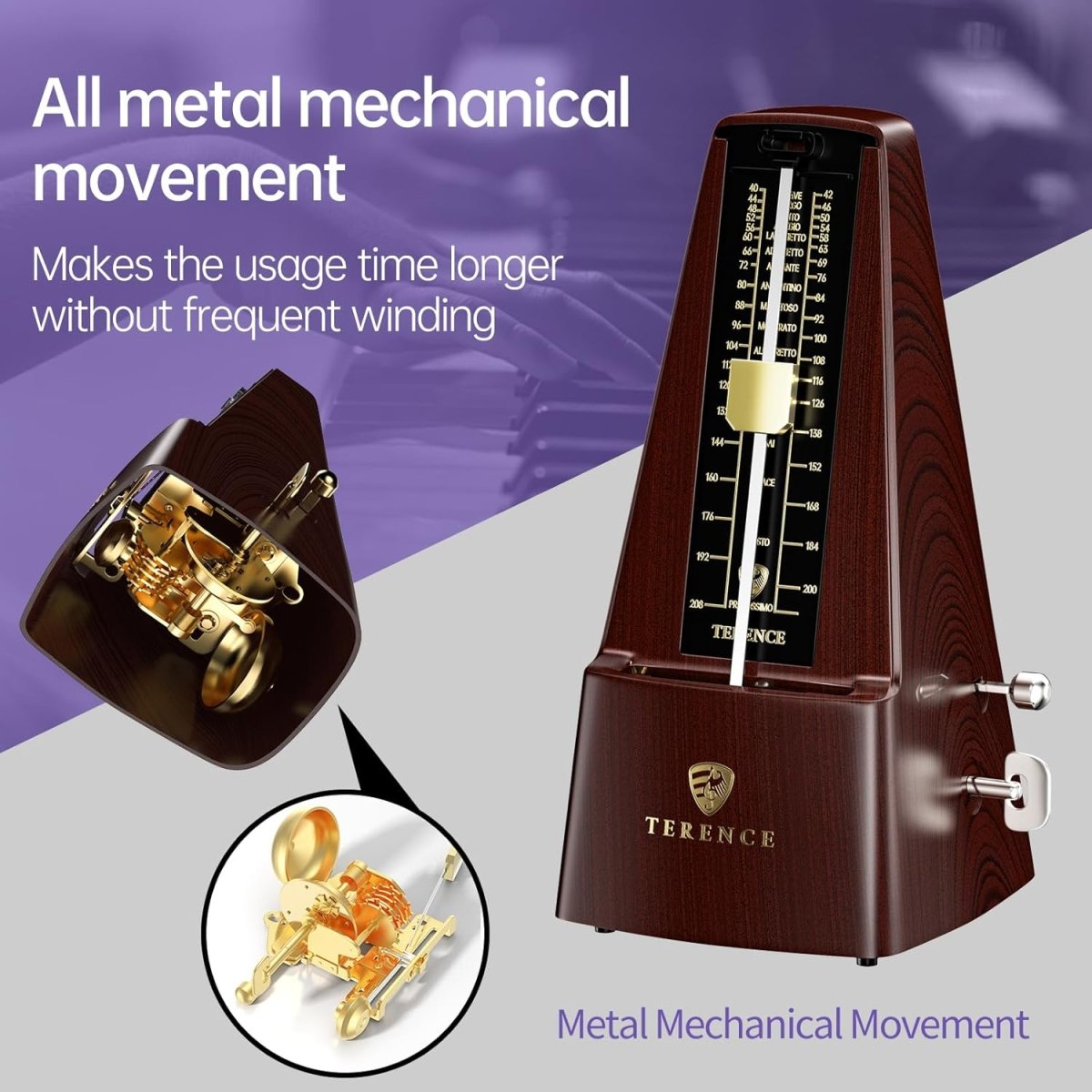 Terence TM2 Metronomo per Pianoforte Nero Portatile