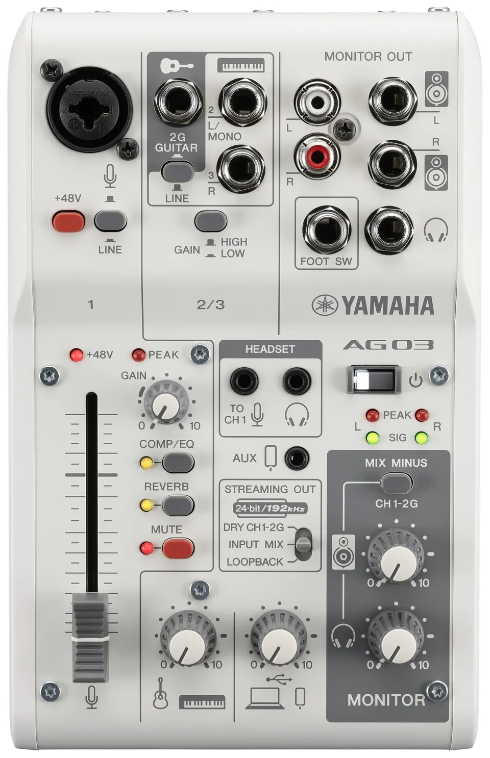 Yamaha AG03MK2 Mixer 3 Canali USB Bianco streaming