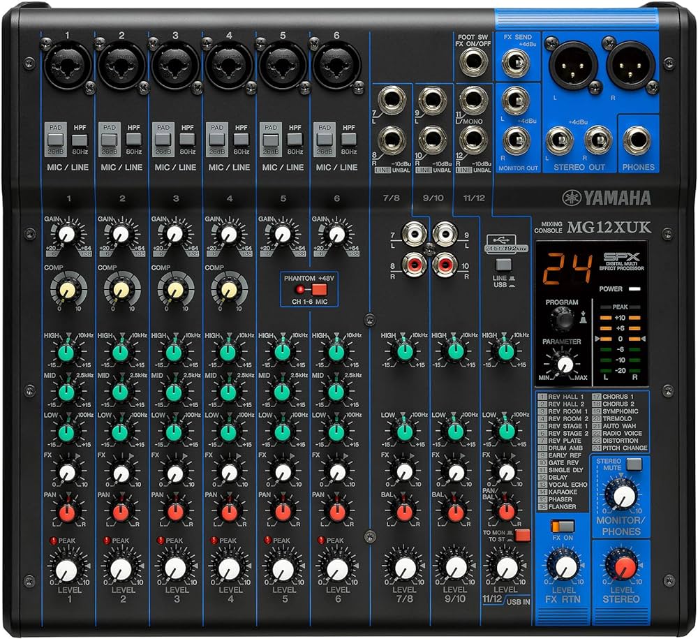 Yamaha MG12XUK Mixer Analogico 12 Canali Manopole