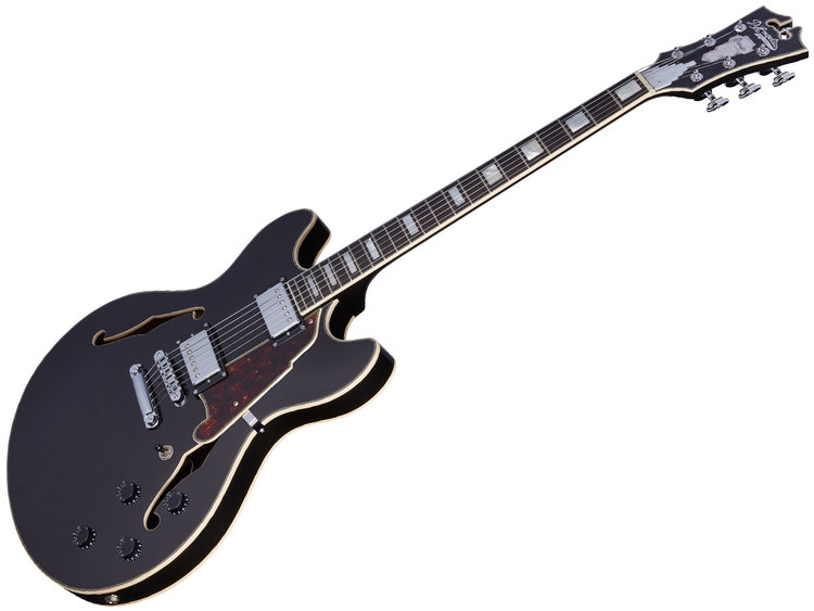D'Angelico Premier DC chitarra elettrica Black Flake semi-hollow