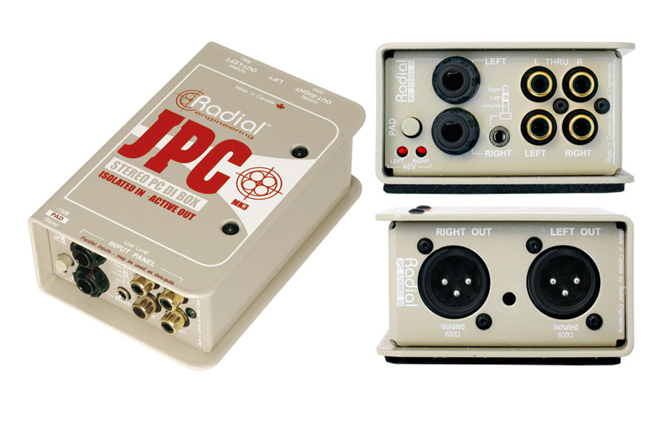 Radial JPC Stereo DI Box per PC smartphone tablet
