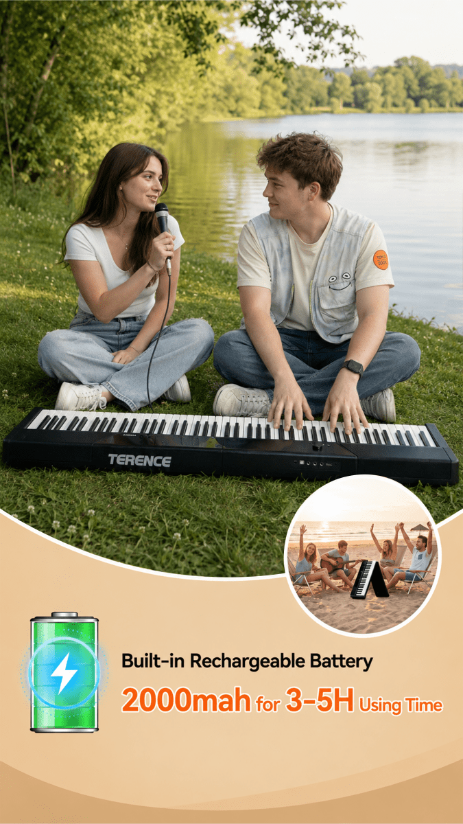 Terence V50 Piano Pieghevole 88 Tasti 30W Nero