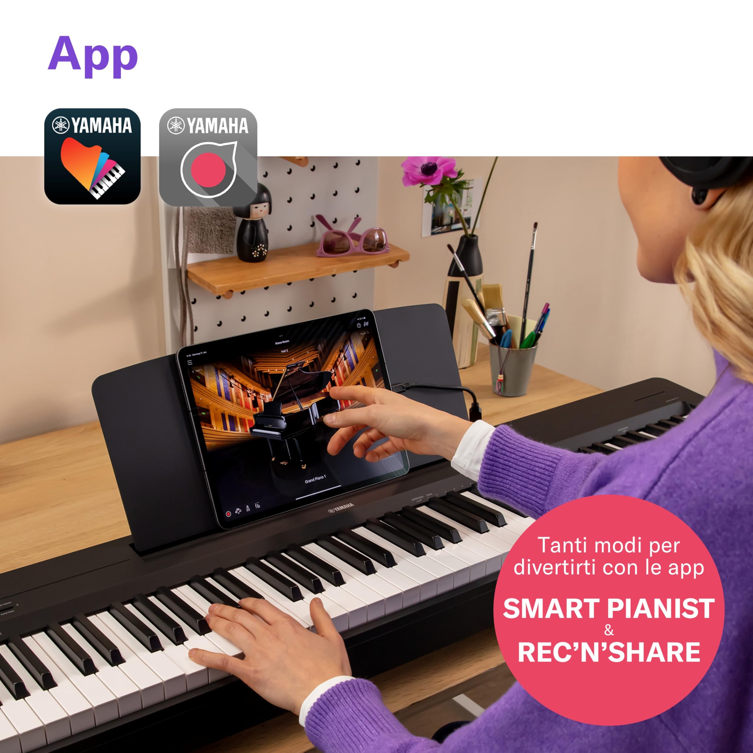 Yamaha P-145BT pianoforte digitale 88 tasti nero bluetooth