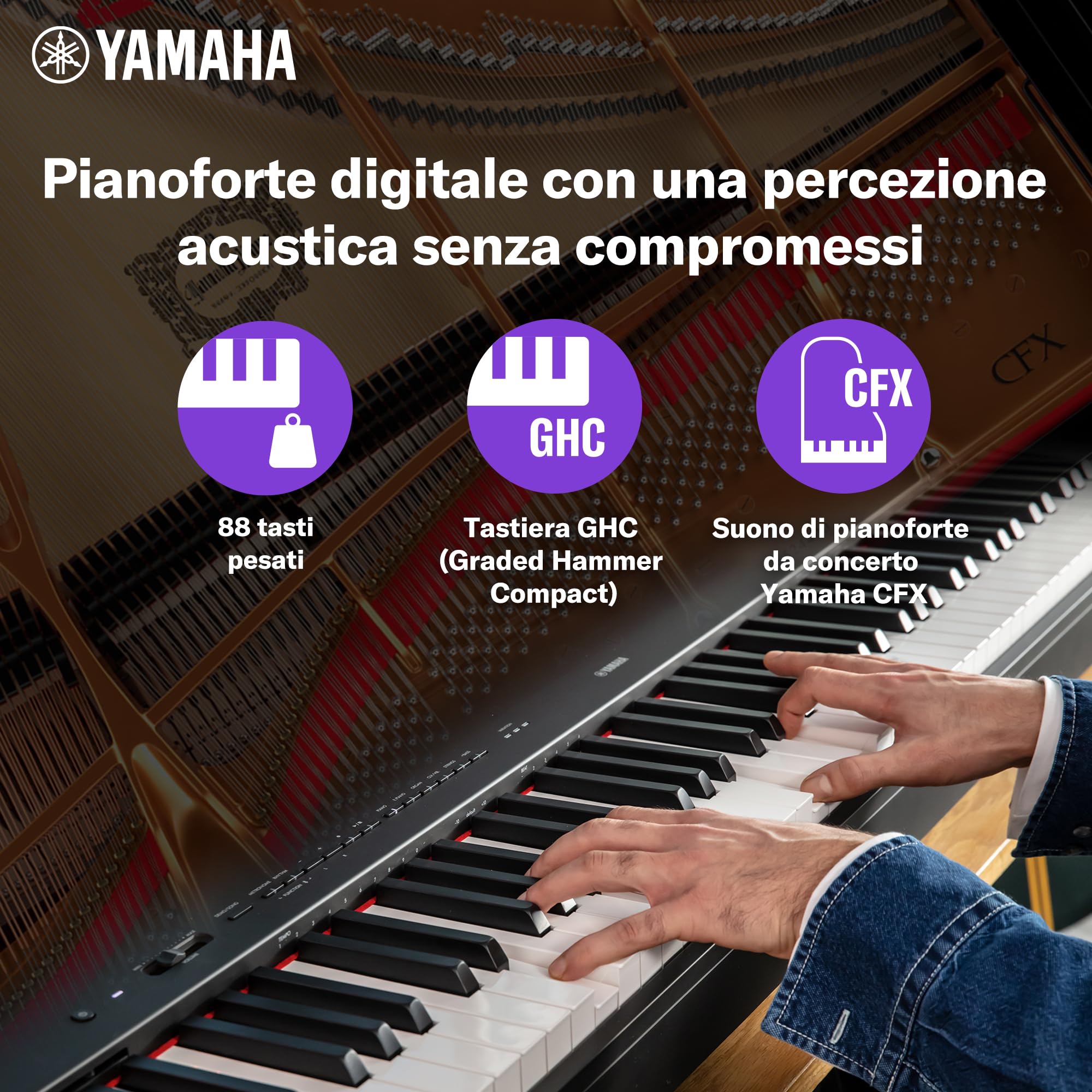 Yamaha P-225 pianoforte digitale 88 tasti nero 24 suoni