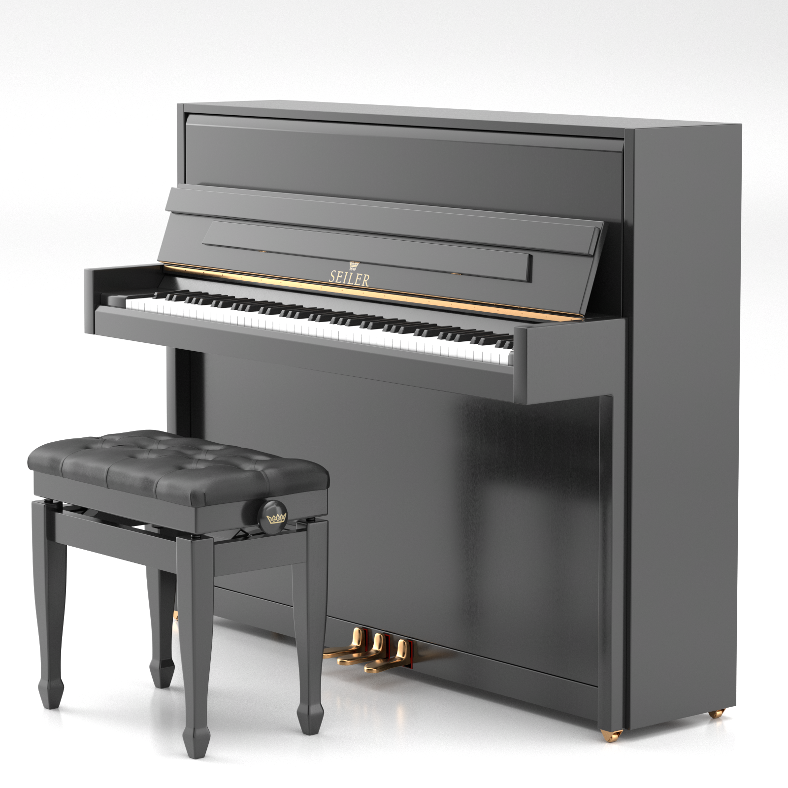 Seiler SE-116 MO pianoforte verticale nero lucido 116 cm