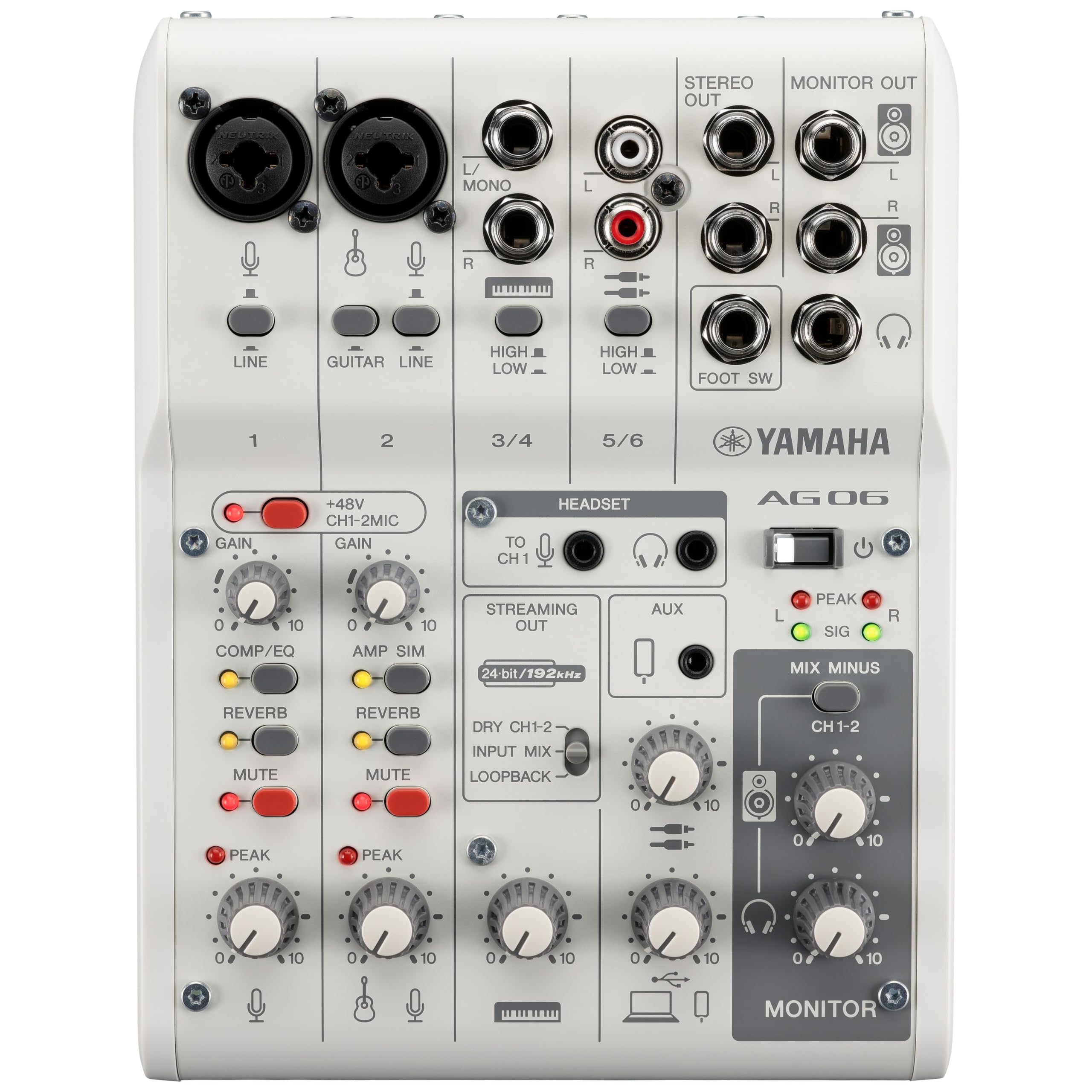 Yamaha AG06MK2 Mixer 6 Canali Streaming Nero USB-C