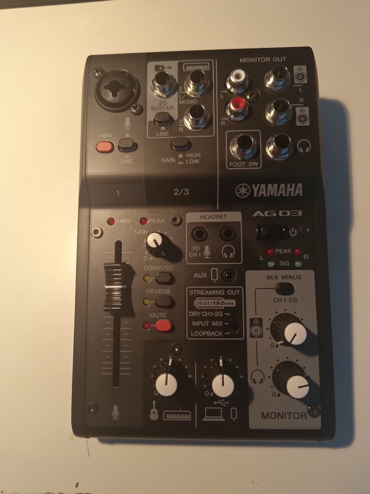 Yamaha AG03MK2 Mixer 3 Canali USB Bianco streaming