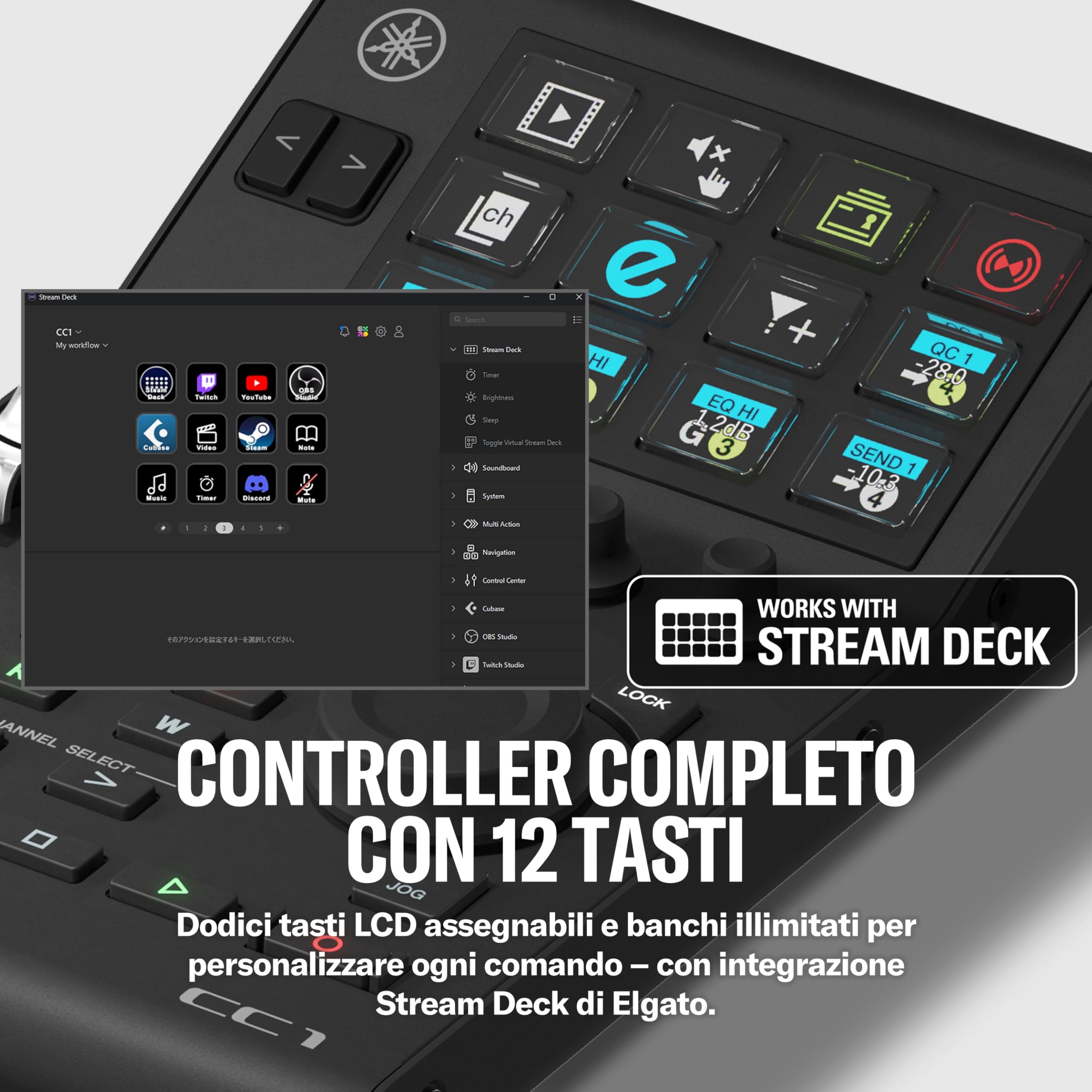 Yamaha CC1 Controller USB Nero 12 Tasti Fader 100 mm
