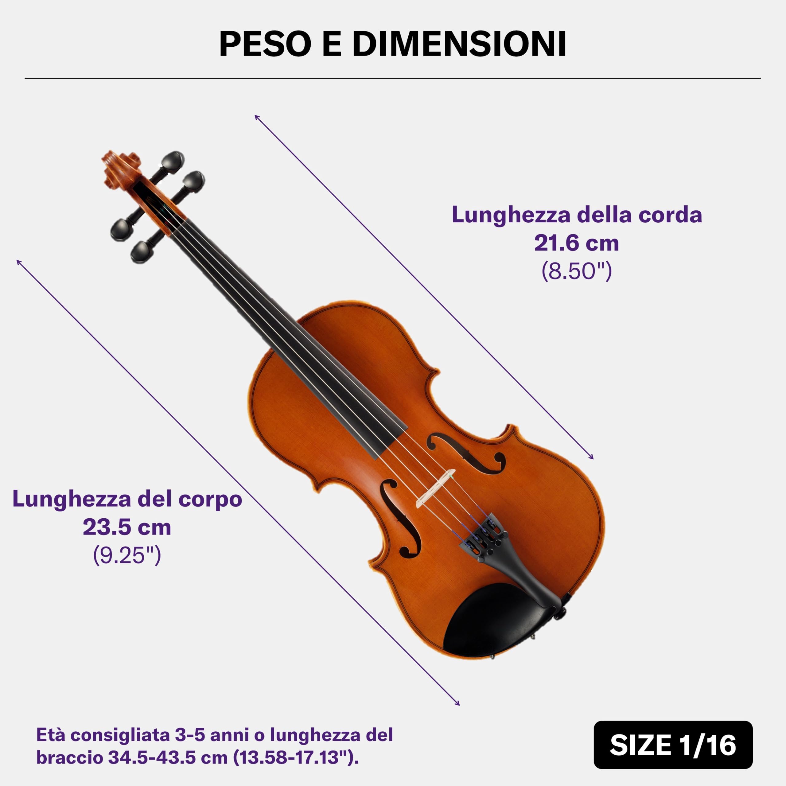 Yamaha V5SC Violino Acustico 1/16 Marrone