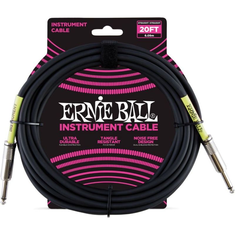 Ernie Ball Cavo Jack Chitarra 6,09 m Nero Dritto/Dritto
