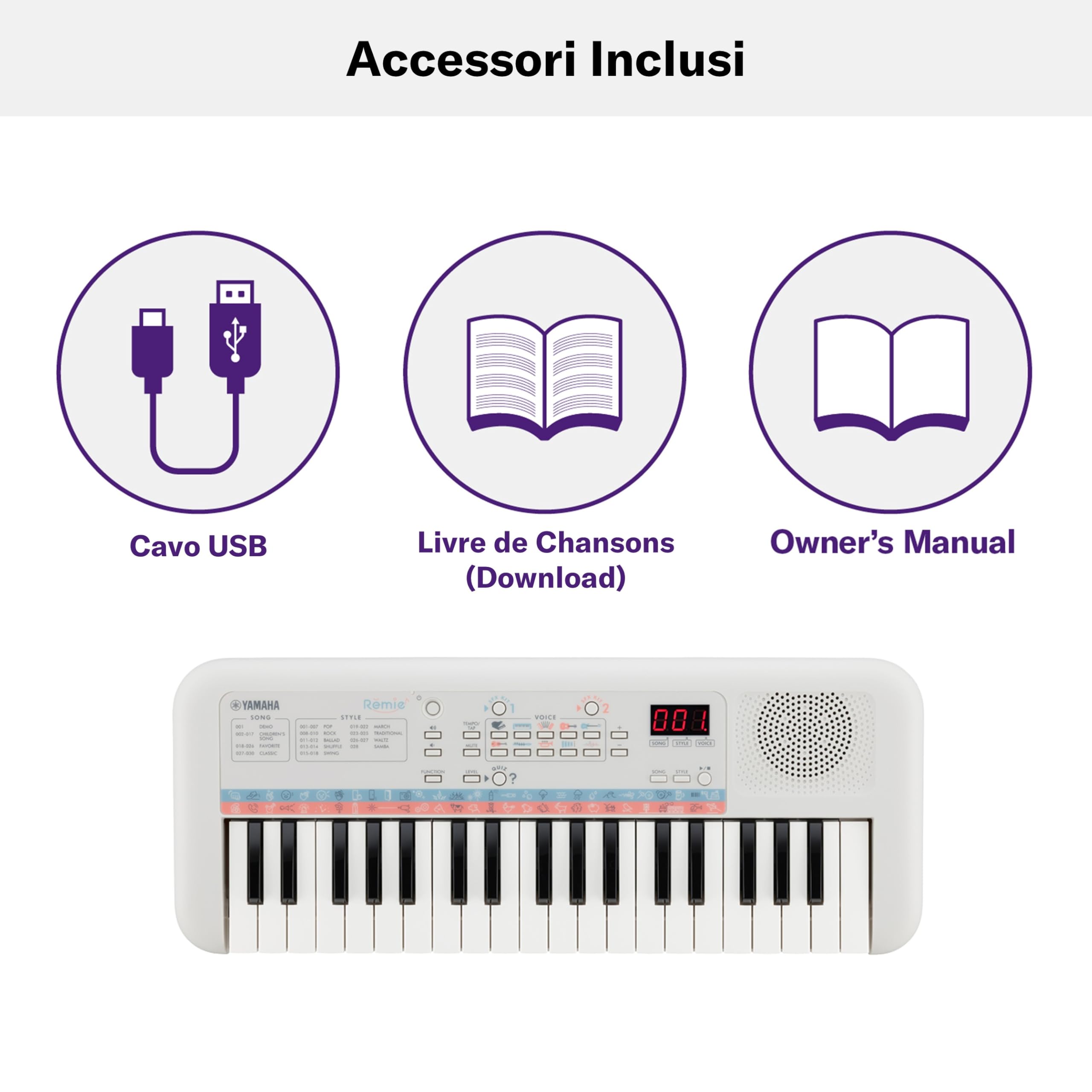 Yamaha Remie PSS-E30 Tastiera Bambini 37 Tasti Bianca Quiz