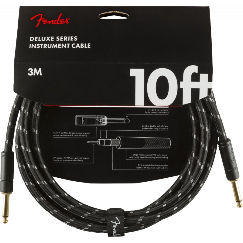 Fender Deluxe Cavo Strumento Jack 3m Black Tweed