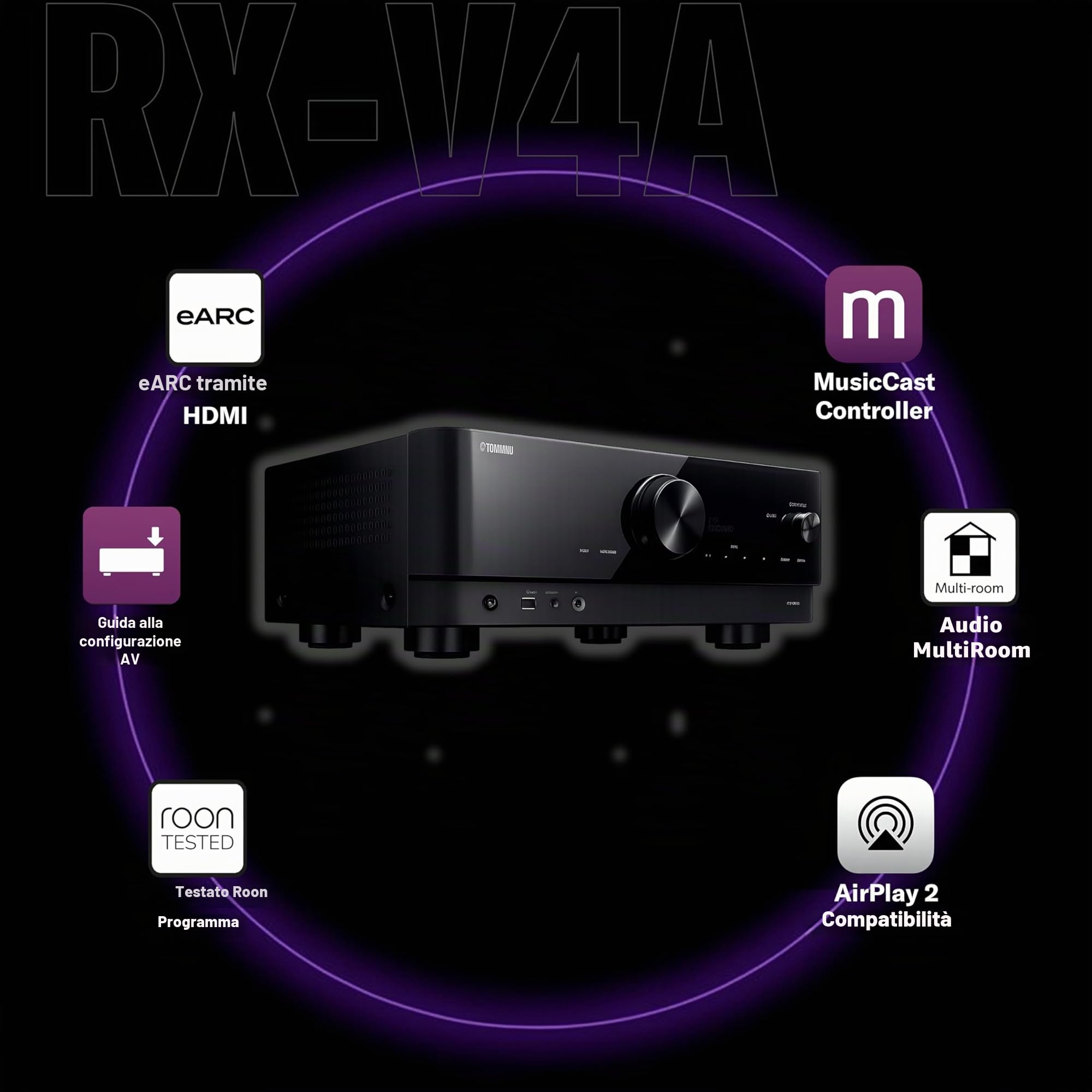 Yamaha RX-V4A Sintoamplificatore 5.2 Nero Bluetooth Wi-Fi