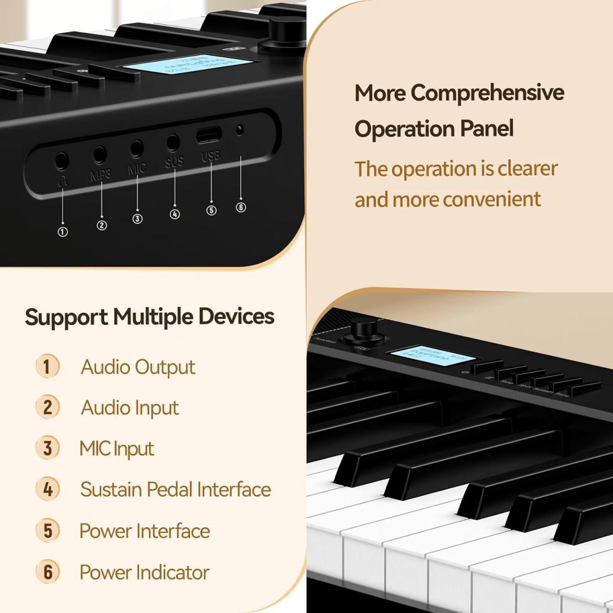Terence V30 Piano Pieghevole 88 Tasti Pesati Nero