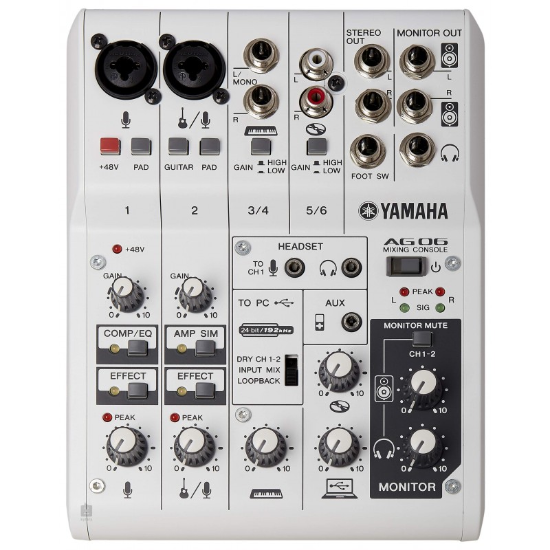 Yamaha AG06 MKII White Mixer USB Bianca Streaming