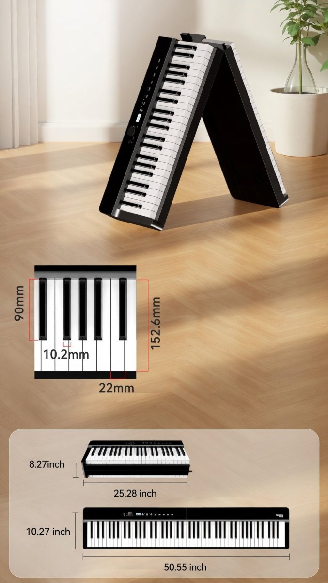 Terence V70 Pianoforte Pieghevole 88 Tasti Nero 50W
