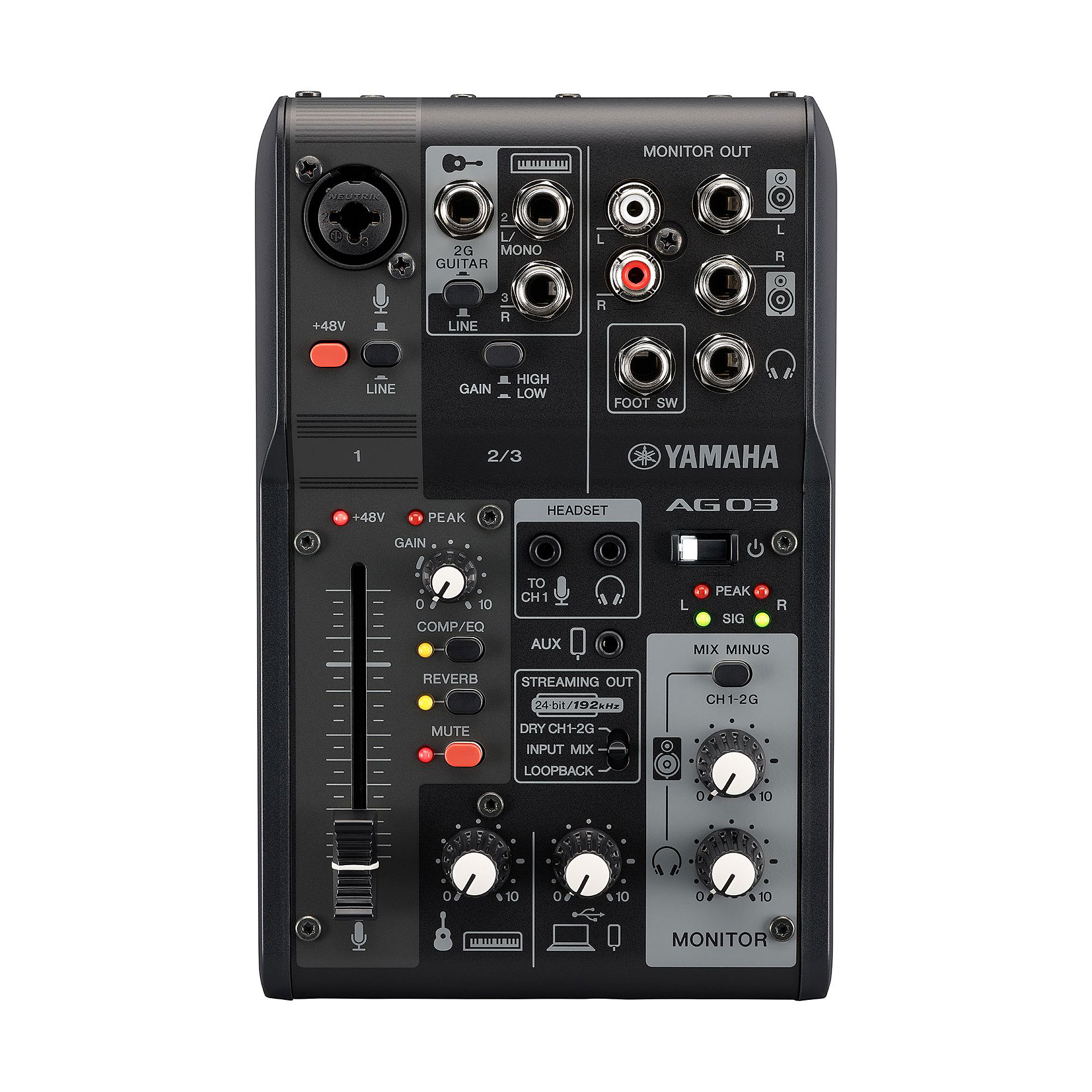 Yamaha AG03 MKII mixer USB nero loopback streaming